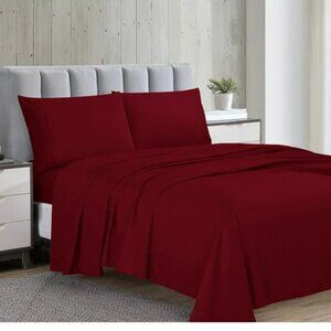 Swift Home 1800 Series Microfiber Burgundy Bed Sheet Set 4-Pieces Size Full New